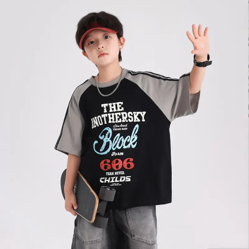 Boys Summer Cotton T-Shirt Brown Blue 2026 - Image 6