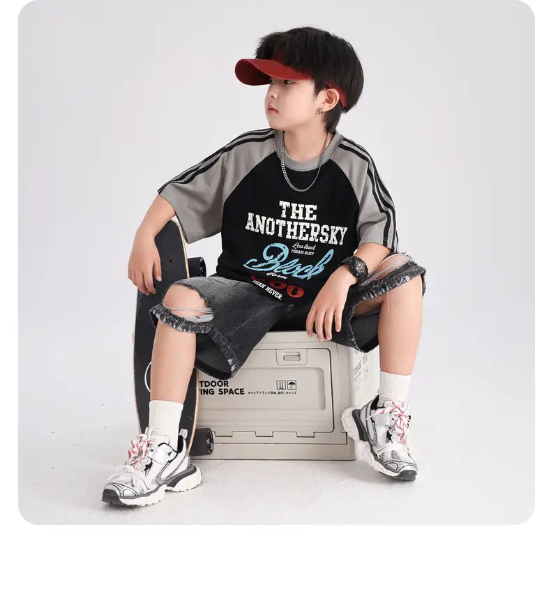 Boys Summer Cotton T-Shirt Brown Blue 2026 — feature 15