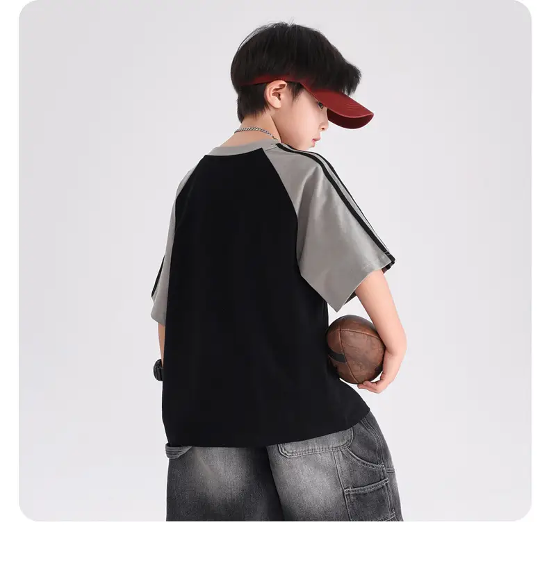 Boys Summer Cotton T-Shirt Brown Blue 2026 — feature 16
