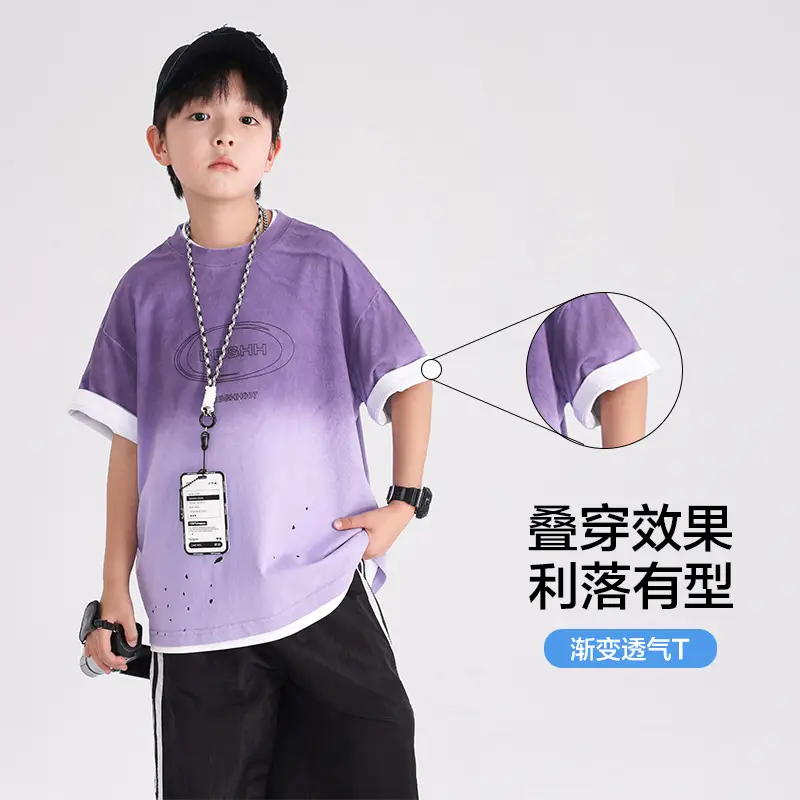 Boys Purple Gradient Cotton T-Shirt 2026 - Image 4