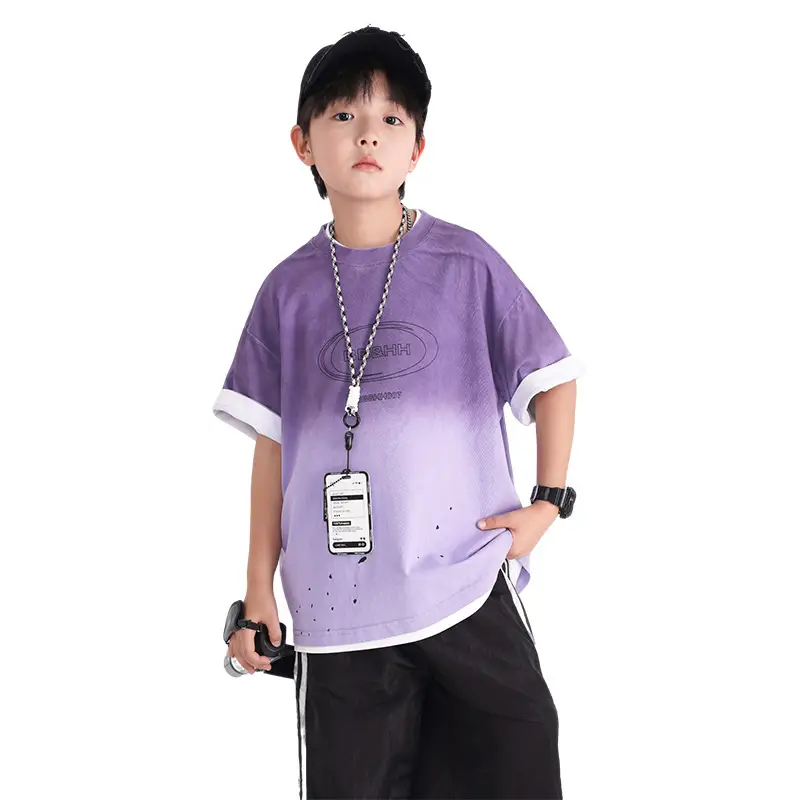 Boys Purple Gradient Cotton T-Shirt 2026 - Image 7