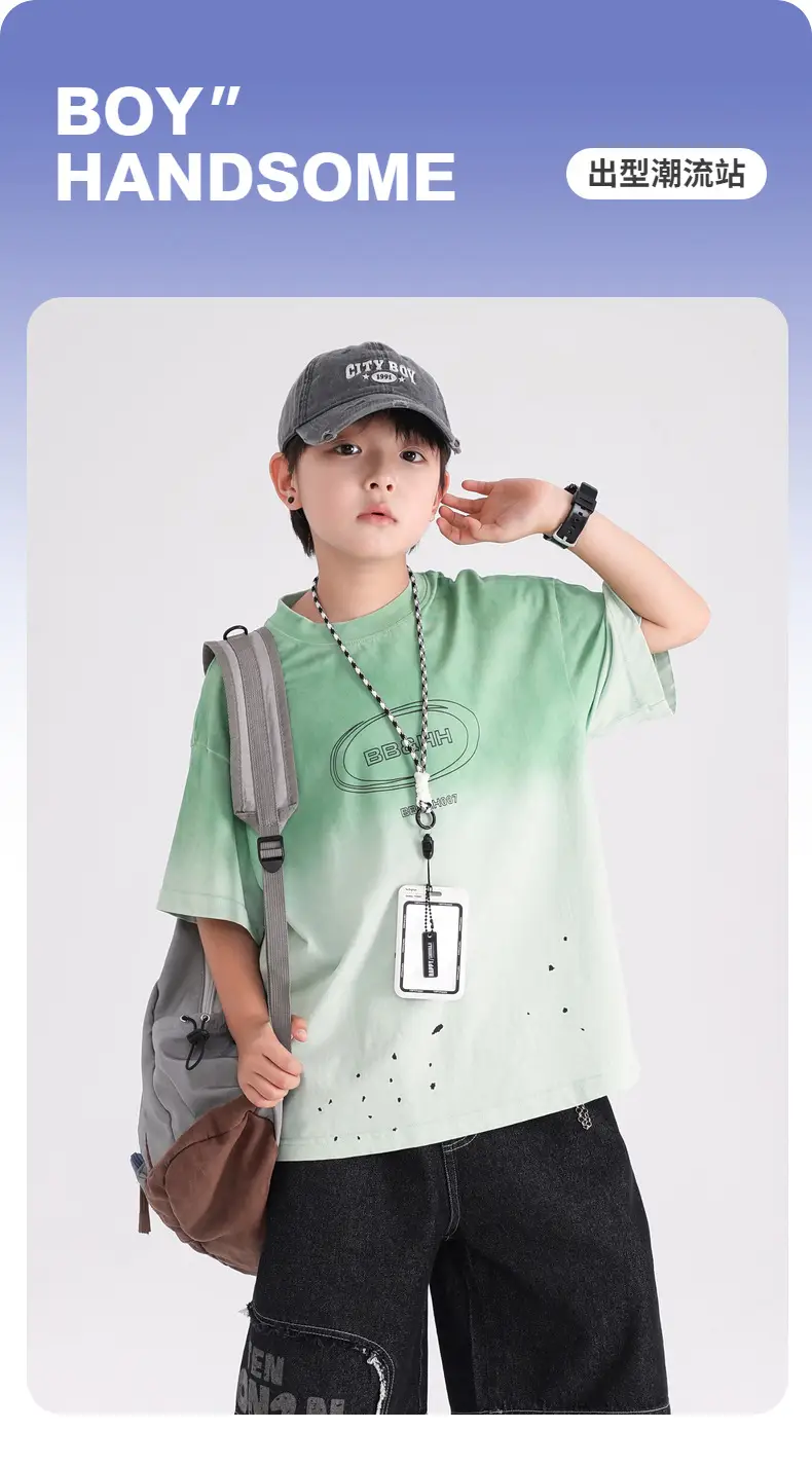 Boys Purple Gradient Cotton T-Shirt 2026 — feature 1