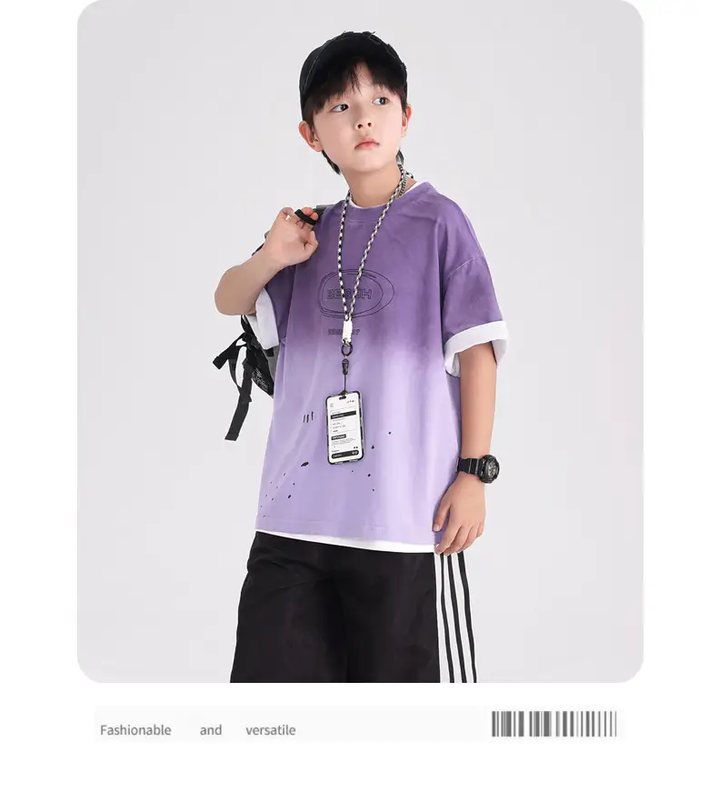 Boys Purple Gradient Cotton T-Shirt 2026 — feature 13