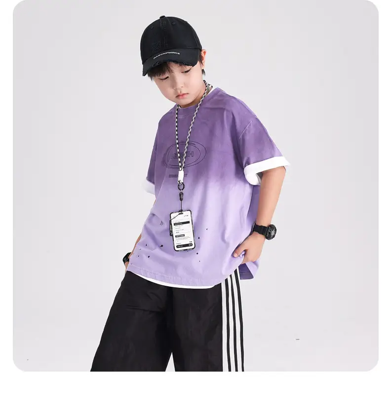 Boys Purple Gradient Cotton T-Shirt 2026 — feature 15