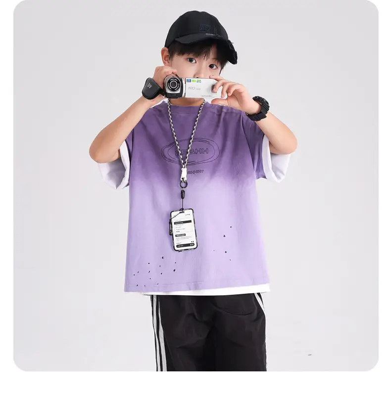 Boys Purple Gradient Cotton T-Shirt 2026 — feature 16