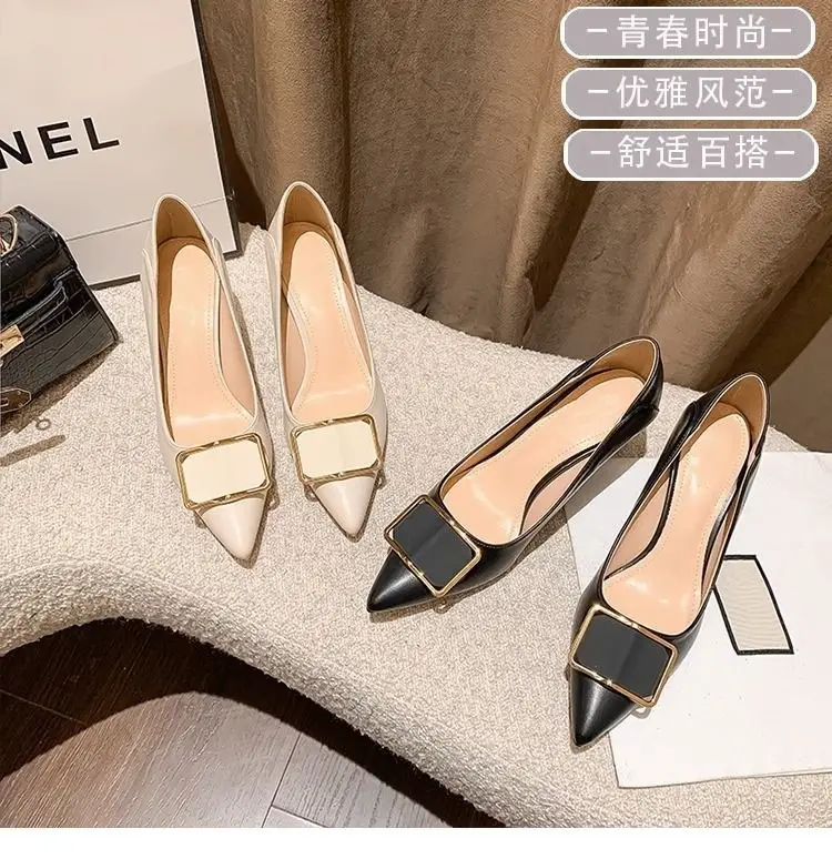 French-Style High Heels for Women, Stiletto Heels, 2026 Spring and Autumn New Style, Elegant Socialite Pointed Toe Square Buckle, Comfortable Work Shoes for Women — feature 2