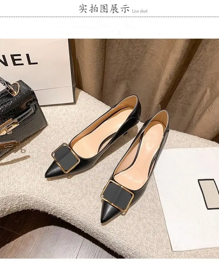 French-Style High Heels for Women, Stiletto Heels, 2026 Spring and Autumn New Style, Elegant Socialite Pointed Toe Square Buckle, Comfortable Work Shoes for Women — feature 6