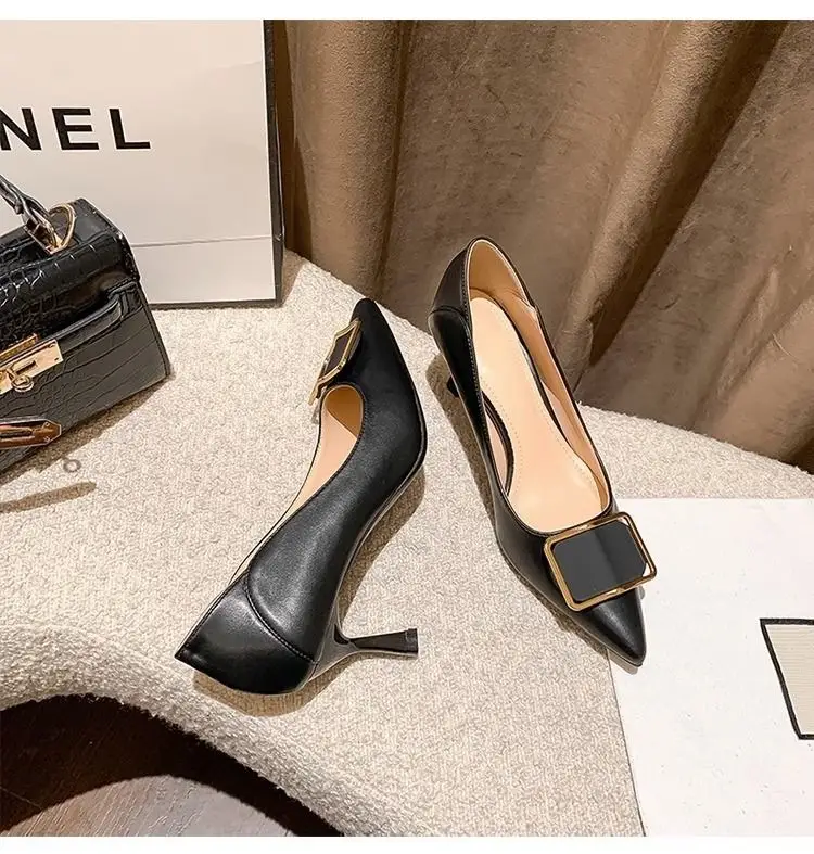 French-Style High Heels for Women, Stiletto Heels, 2026 Spring and Autumn New Style, Elegant Socialite Pointed Toe Square Buckle, Comfortable Work Shoes for Women — feature 8