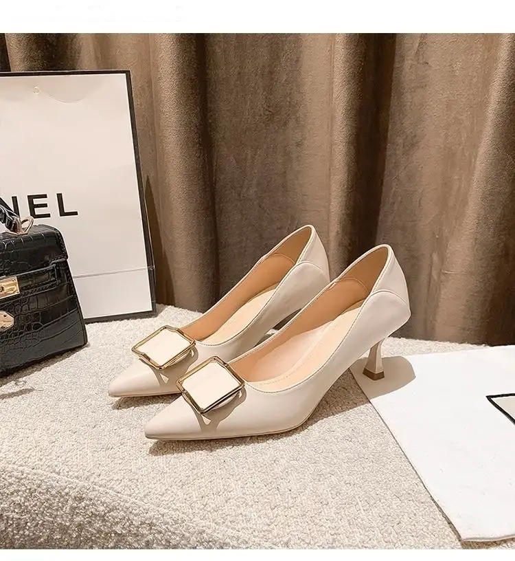 French-Style High Heels for Women, Stiletto Heels, 2026 Spring and Autumn New Style, Elegant Socialite Pointed Toe Square Buckle, Comfortable Work Shoes for Women — feature 9
