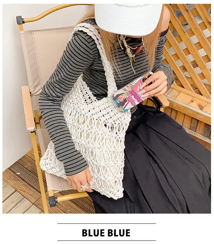 White Hand-Woven Large Shoulder Bag for Women — feature 10