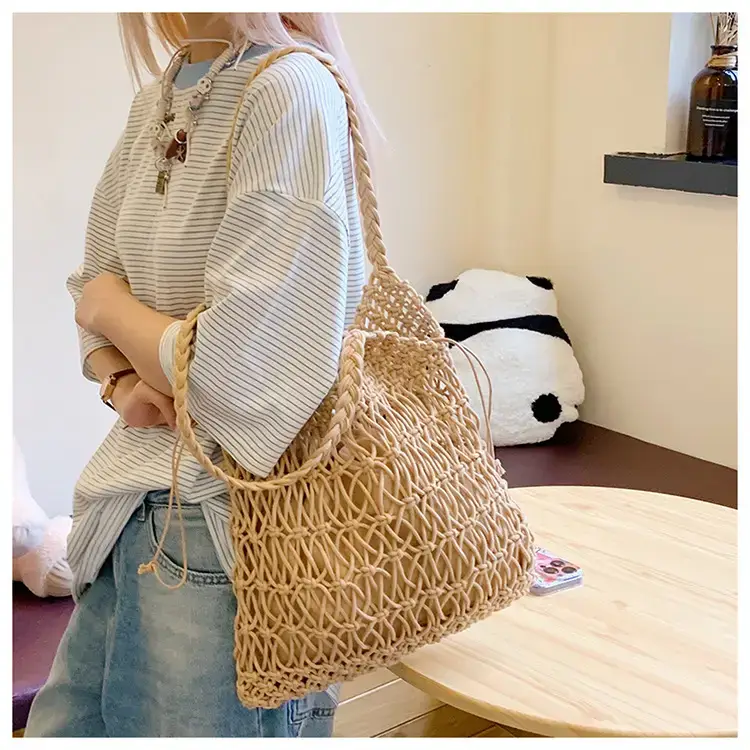 White Hand-Woven Large Shoulder Bag for Women — feature 15