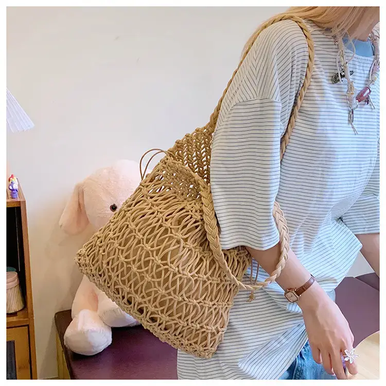 White Hand-Woven Large Shoulder Bag for Women — feature 16
