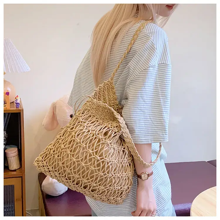 White Hand-Woven Large Shoulder Bag for Women — feature 17