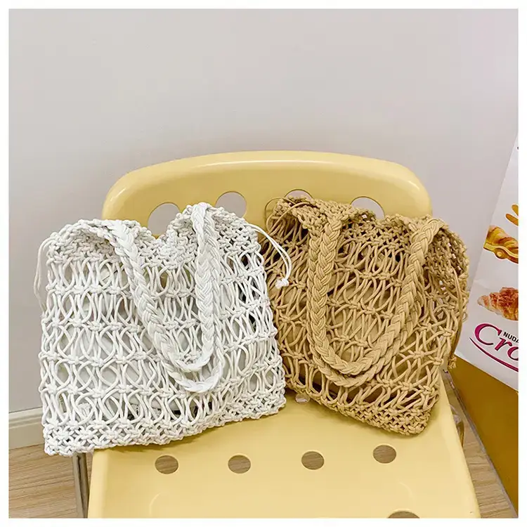 White Hand-Woven Large Shoulder Bag for Women — feature 18