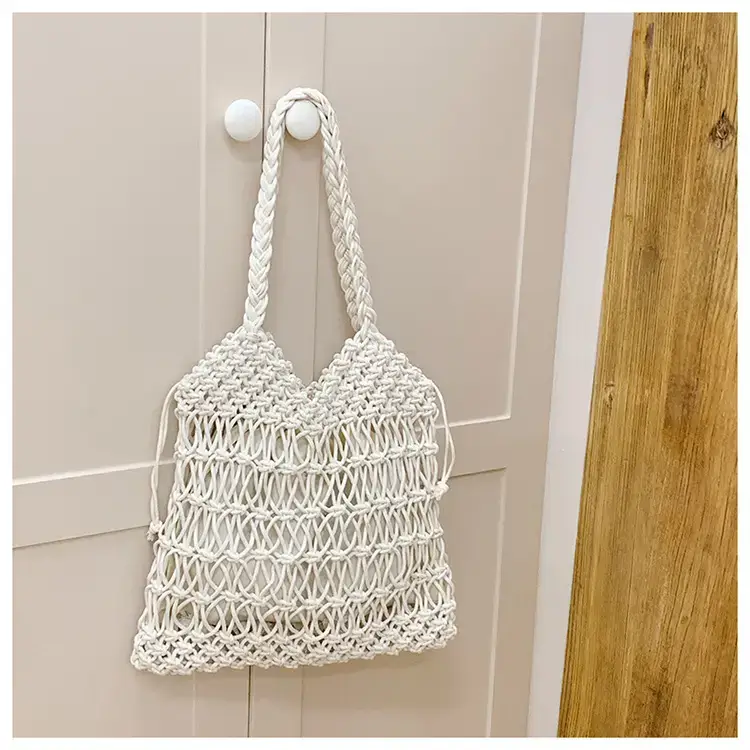 White Hand-Woven Large Shoulder Bag for Women — feature 19