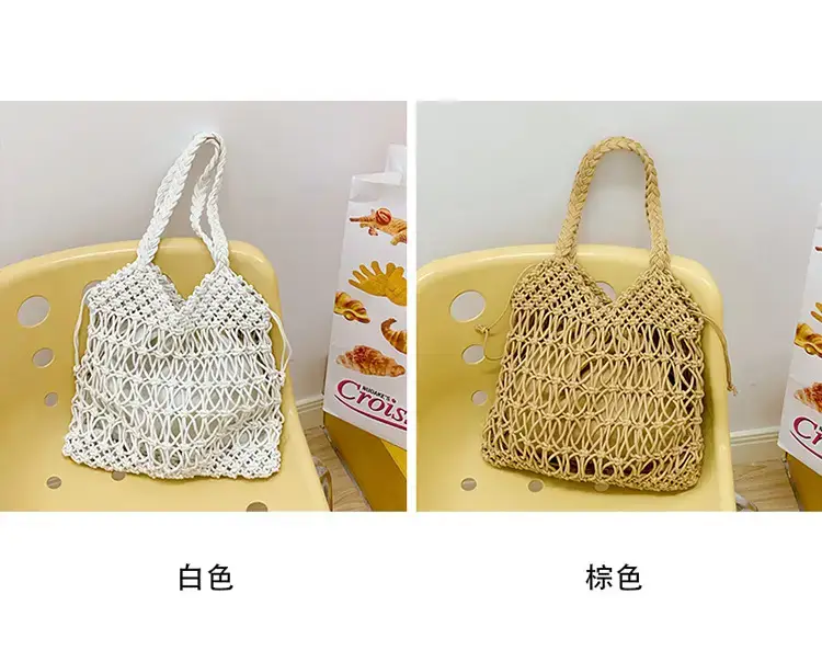 White Hand-Woven Large Shoulder Bag for Women — feature 8