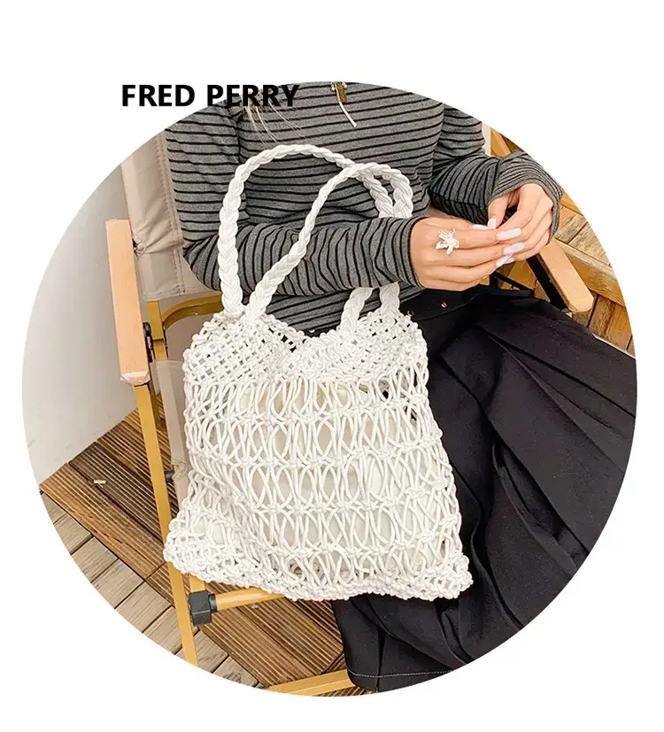 White Hand-Woven Large Shoulder Bag for Women — feature 9