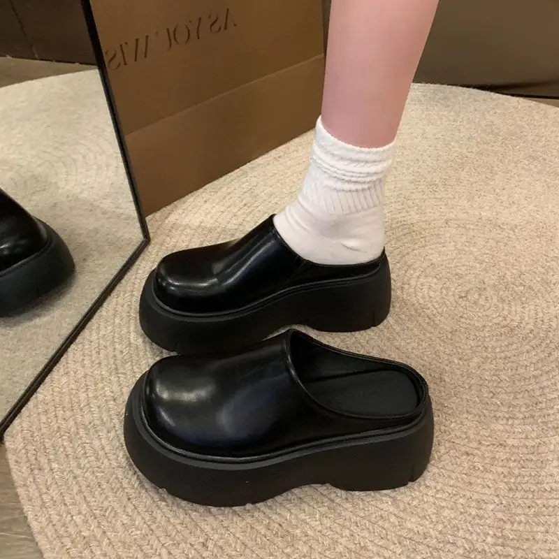 Trendy Thick-Soled Height-Increasing Slippers for Women 2025 Spring and Autumn New Popular Outdoor Ultra-High Heel Mule Slippers