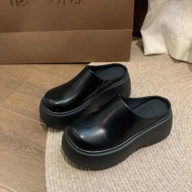 Trendy Thick-Soled Height-Increasing Slippers for Women 2025 Spring and Autumn New Popular Outdoor Ultra-High Heel Mule Slippers