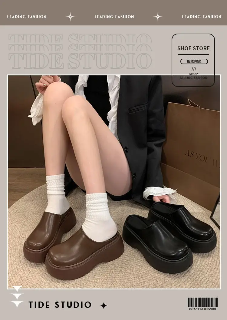 Trendy Thick-Soled Height-Increasing Slippers for Women 2025 Spring and Autumn New Popular Outdoor Ultra-High Heel Mule Slippers — feature 1