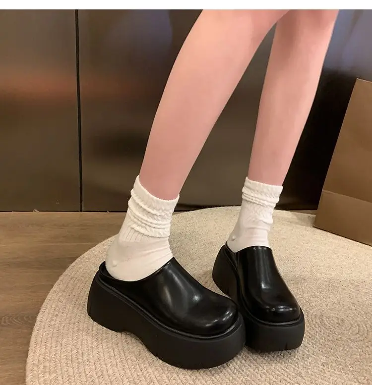Trendy Thick-Soled Height-Increasing Slippers for Women 2025 Spring and Autumn New Popular Outdoor Ultra-High Heel Mule Slippers — feature 12