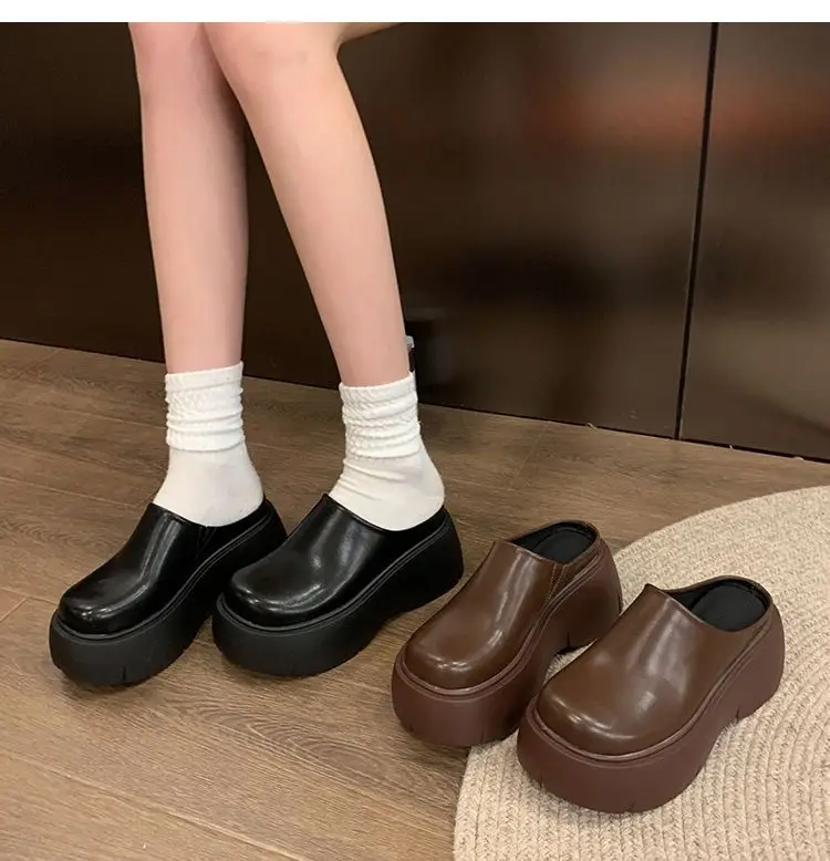 Trendy Thick-Soled Height-Increasing Slippers for Women 2025 Spring and Autumn New Popular Outdoor Ultra-High Heel Mule Slippers — feature 13