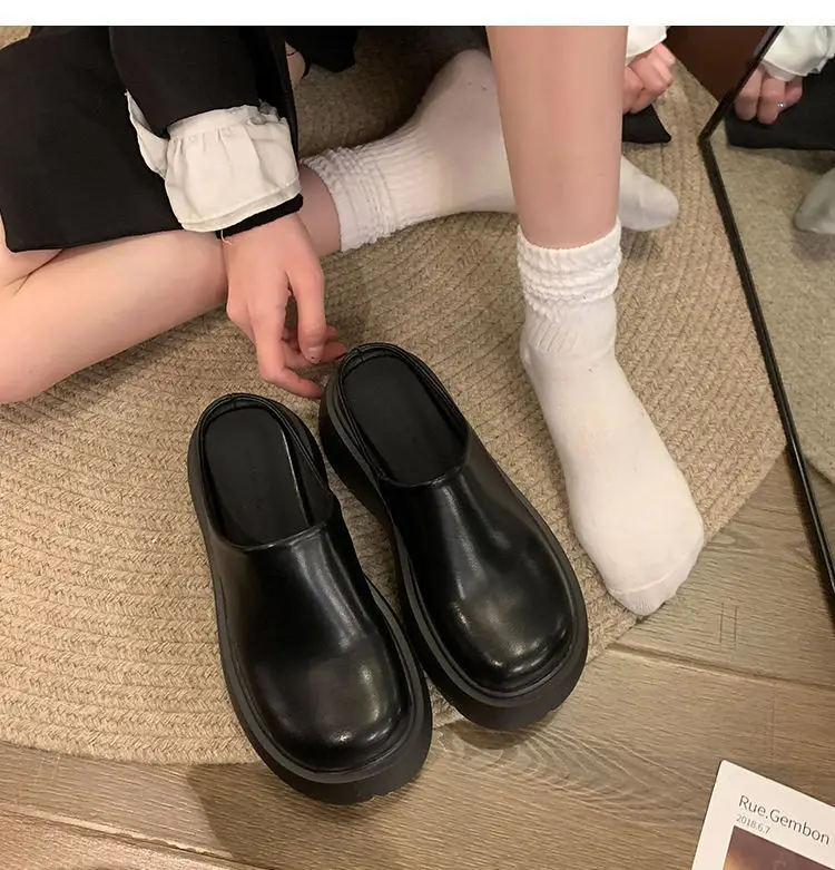 Trendy Thick-Soled Height-Increasing Slippers for Women 2025 Spring and Autumn New Popular Outdoor Ultra-High Heel Mule Slippers — feature 15