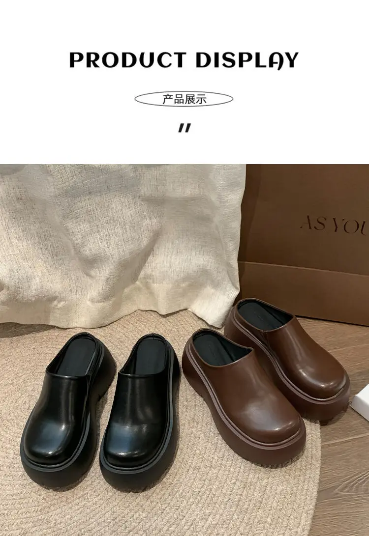 Trendy Thick-Soled Height-Increasing Slippers for Women 2025 Spring and Autumn New Popular Outdoor Ultra-High Heel Mule Slippers — feature 16