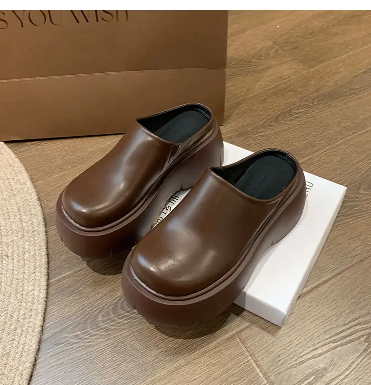 Trendy Thick-Soled Height-Increasing Slippers for Women 2025 Spring and Autumn New Popular Outdoor Ultra-High Heel Mule Slippers — feature 17