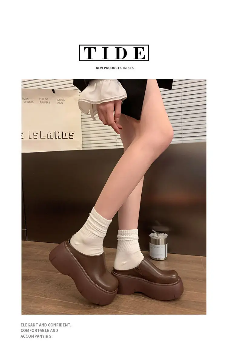 Trendy Thick-Soled Height-Increasing Slippers for Women 2025 Spring and Autumn New Popular Outdoor Ultra-High Heel Mule Slippers — feature 2