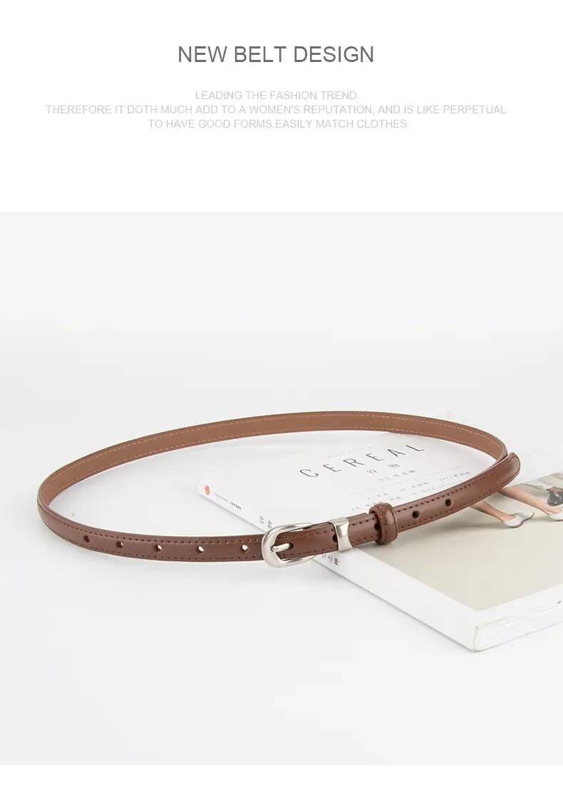 Women's Brown Leather Crossbody Belt with Buckle — feature 12