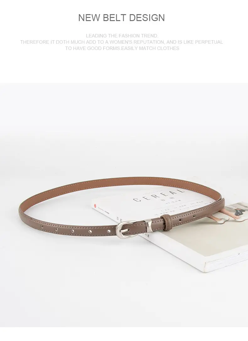 Women's Brown Leather Crossbody Belt with Buckle — feature 13