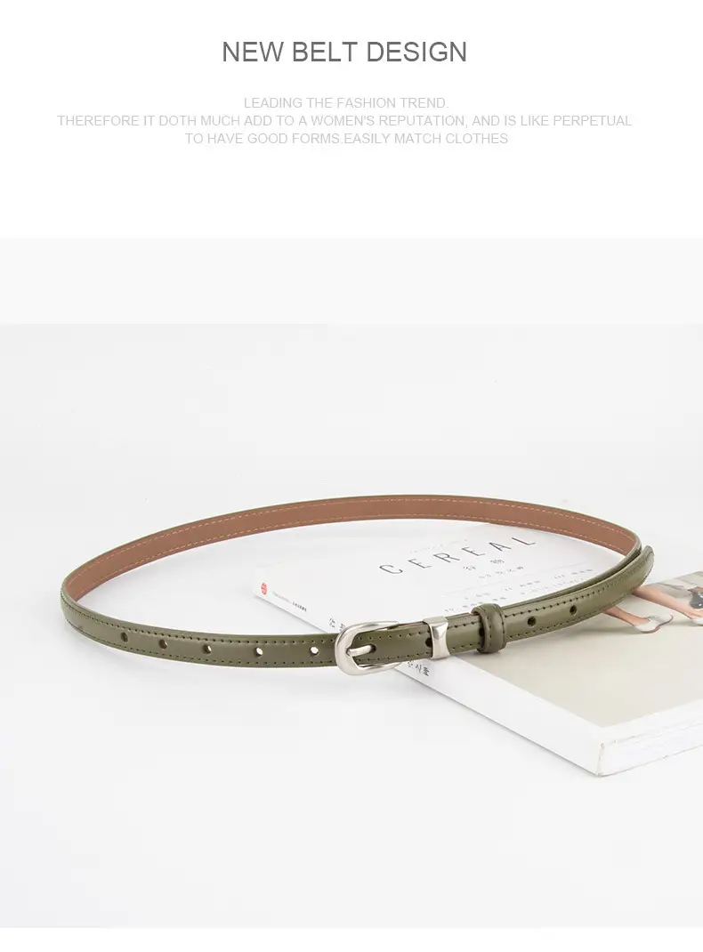 Women's Brown Leather Crossbody Belt with Buckle — feature 15