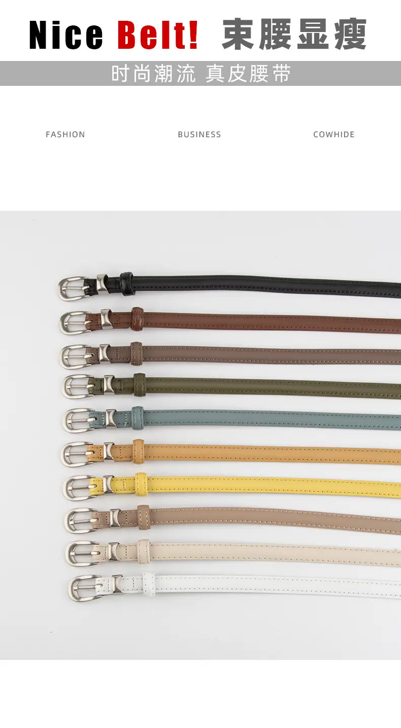 Women's Brown Leather Crossbody Belt with Buckle — feature 3