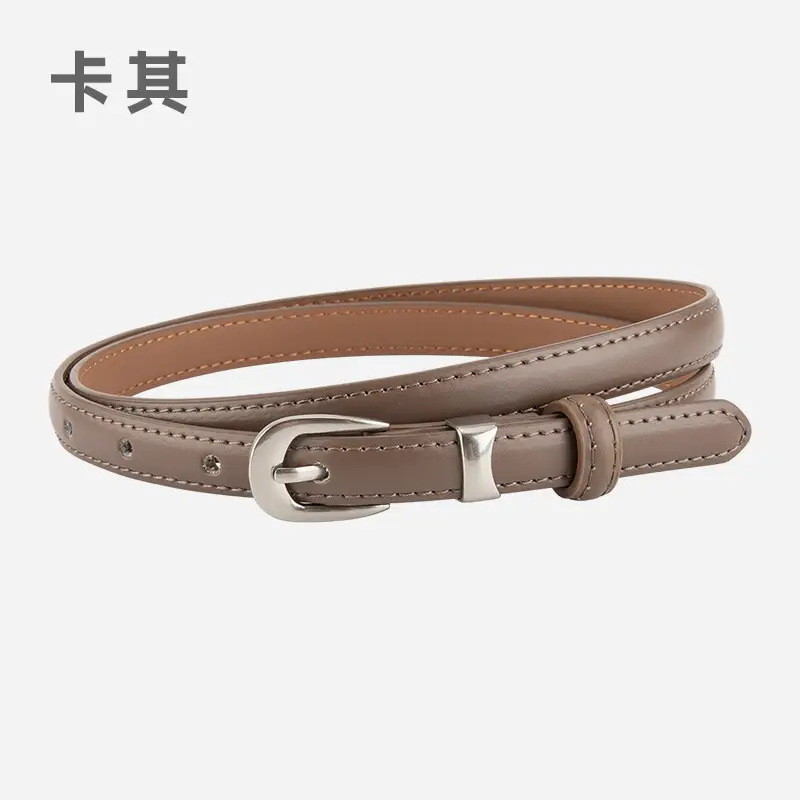 Women's Brown Leather Crossbody Belt with Buckle