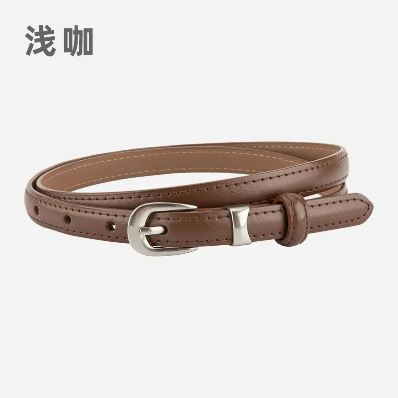 Women's Brown Leather Crossbody Belt with Buckle