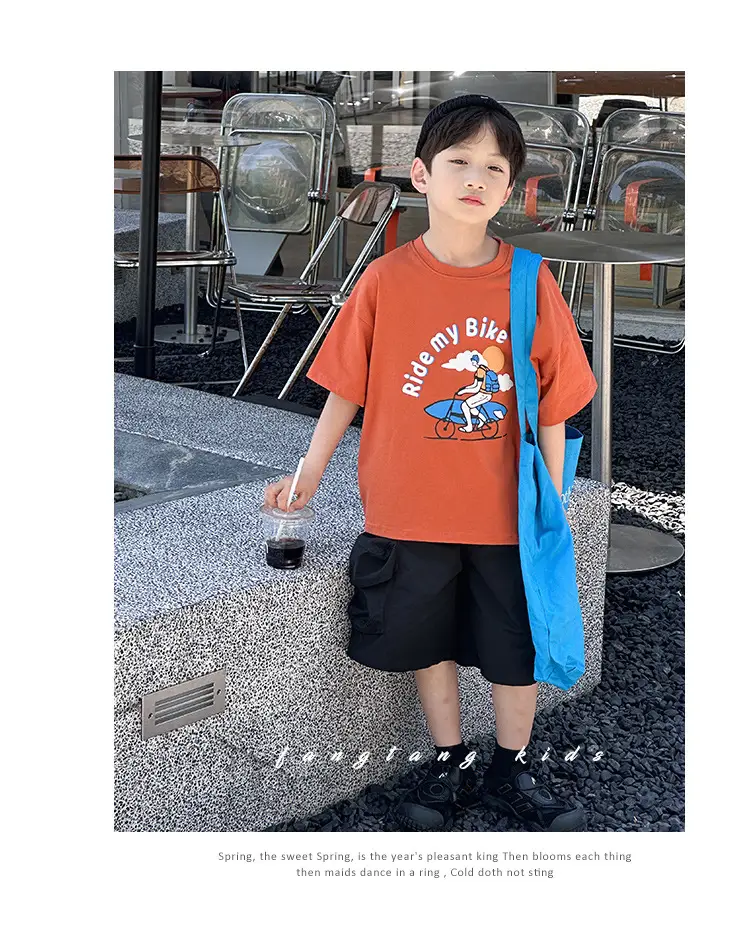 Kids Blue Beach Print Cotton T-Shirt 2025 — feature 11
