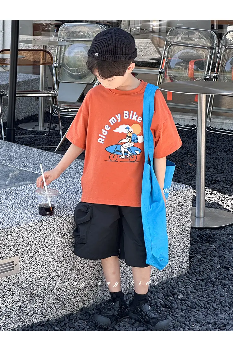 Kids Blue Beach Print Cotton T-Shirt 2025 — feature 12