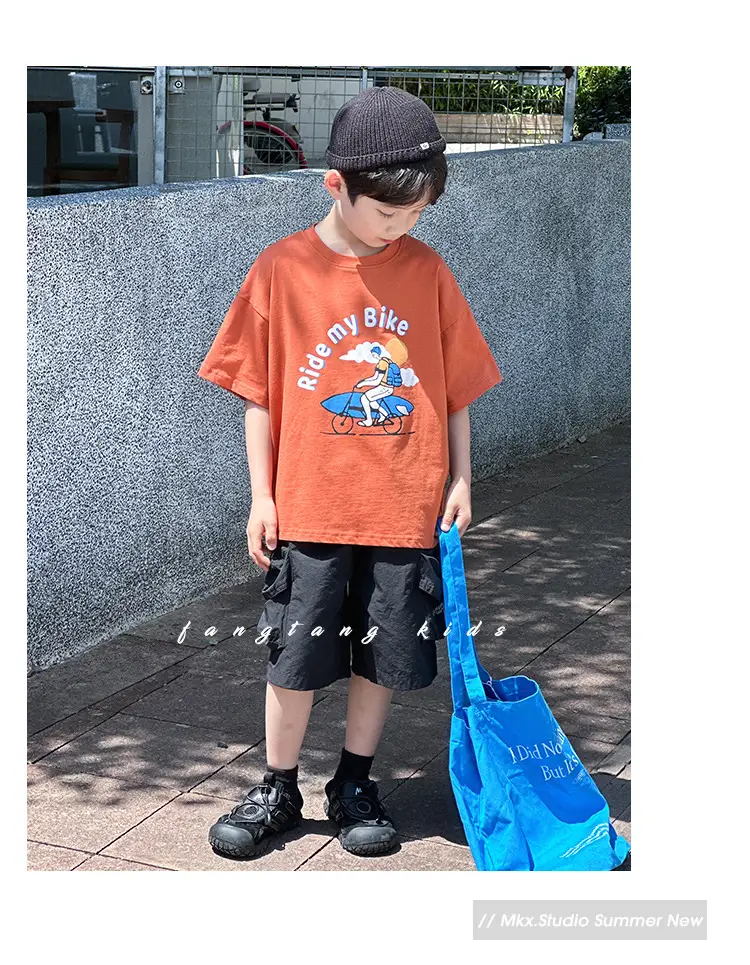 Kids Blue Beach Print Cotton T-Shirt 2025 — feature 13