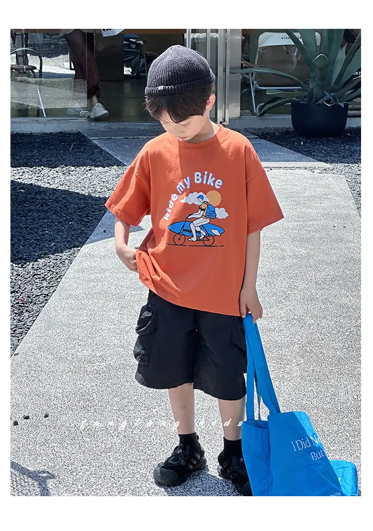 Kids Blue Beach Print Cotton T-Shirt 2025 — feature 14