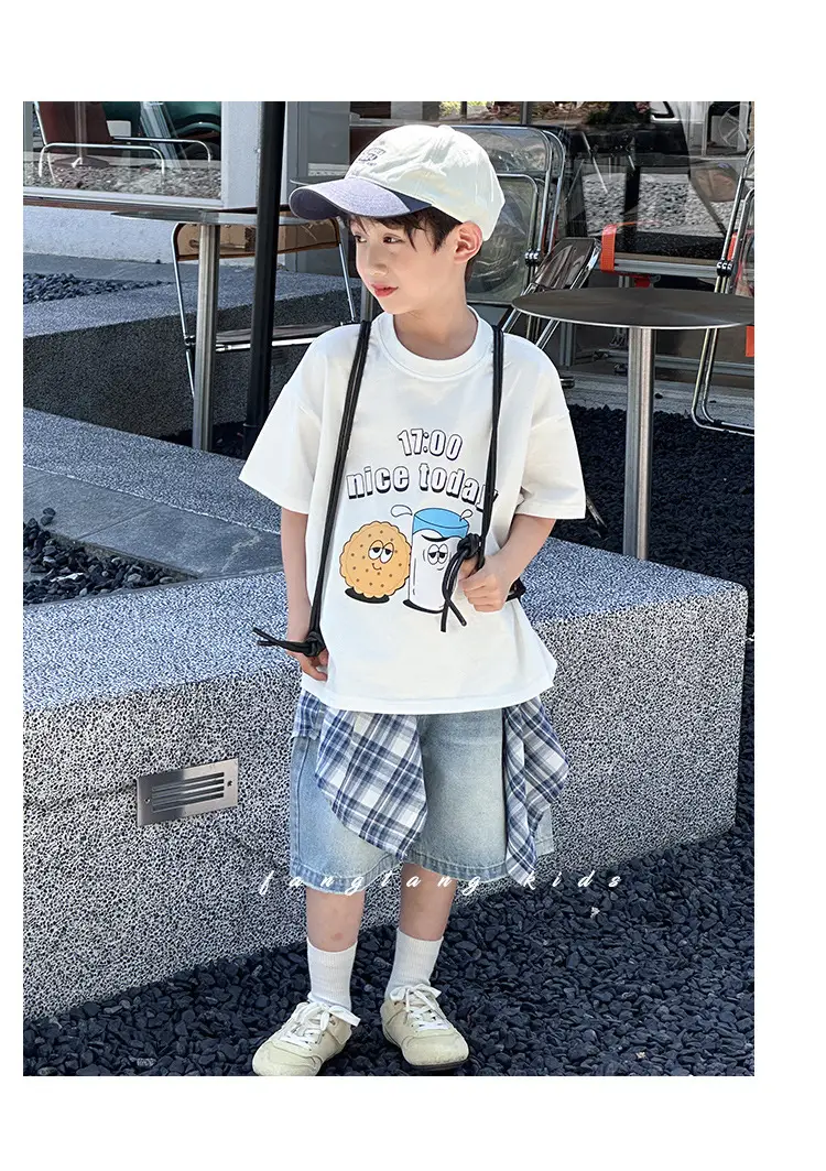 Kids Blue Beach Print Cotton T-Shirt 2025 — feature 15