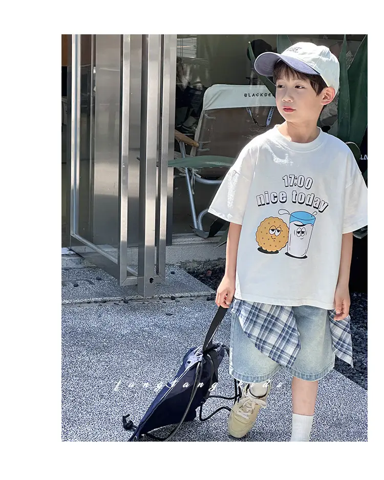 Kids Blue Beach Print Cotton T-Shirt 2025 — feature 19