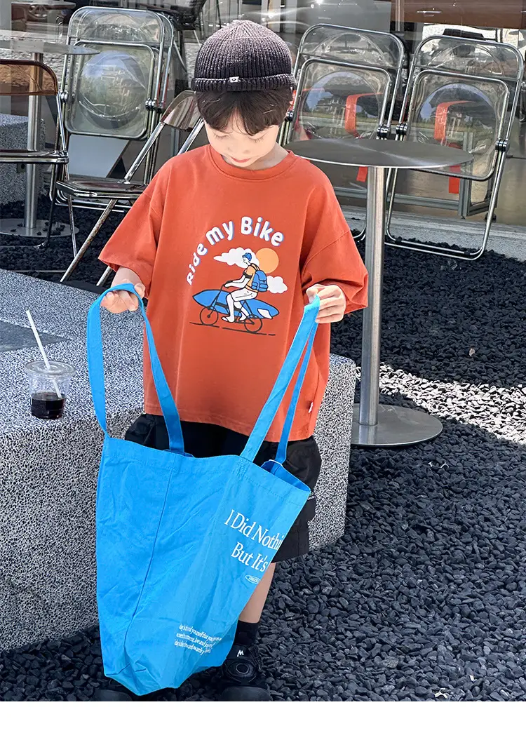 Kids Blue Beach Print Cotton T-Shirt 2025 — feature 2