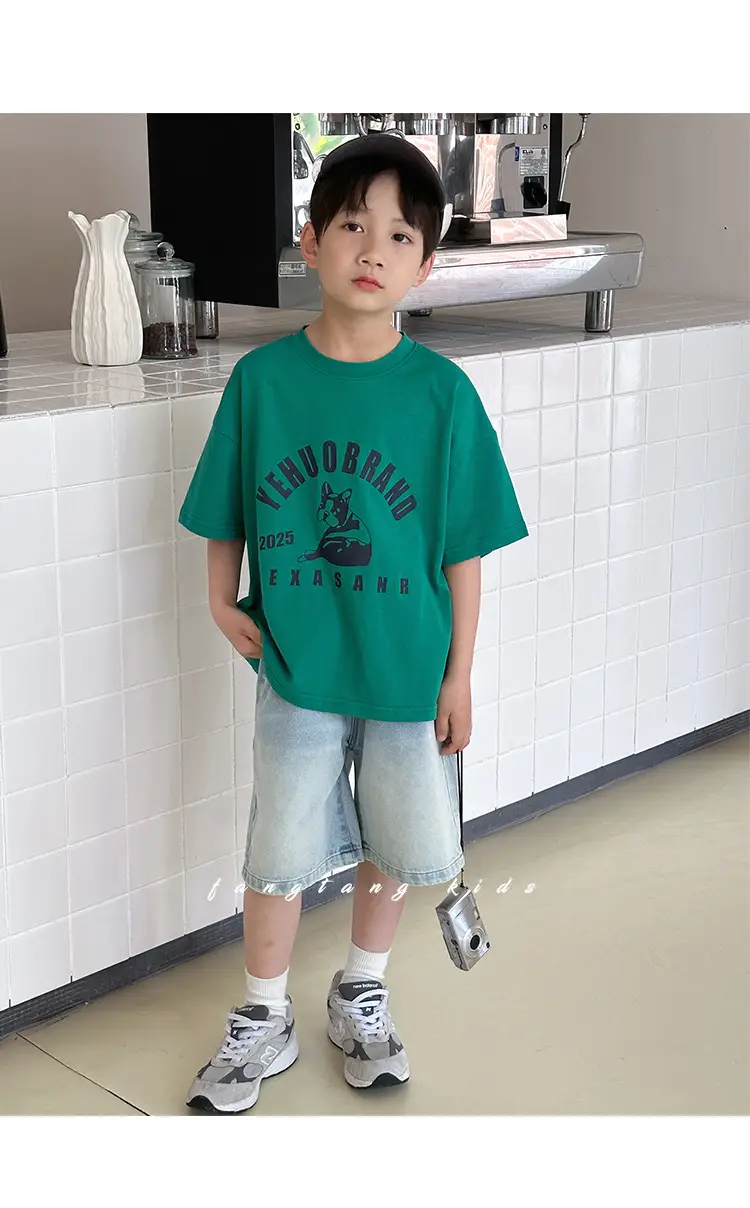 Kids Blue Beach Print Cotton T-Shirt 2025 — feature 25