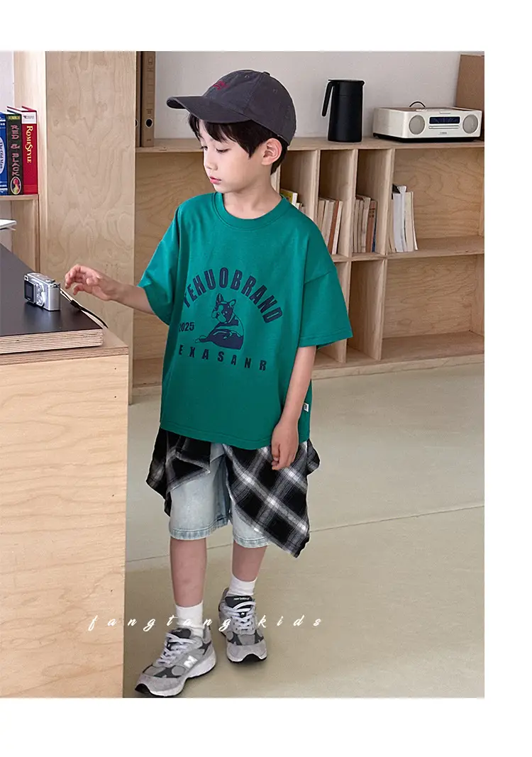 Kids Blue Beach Print Cotton T-Shirt 2025 — feature 27