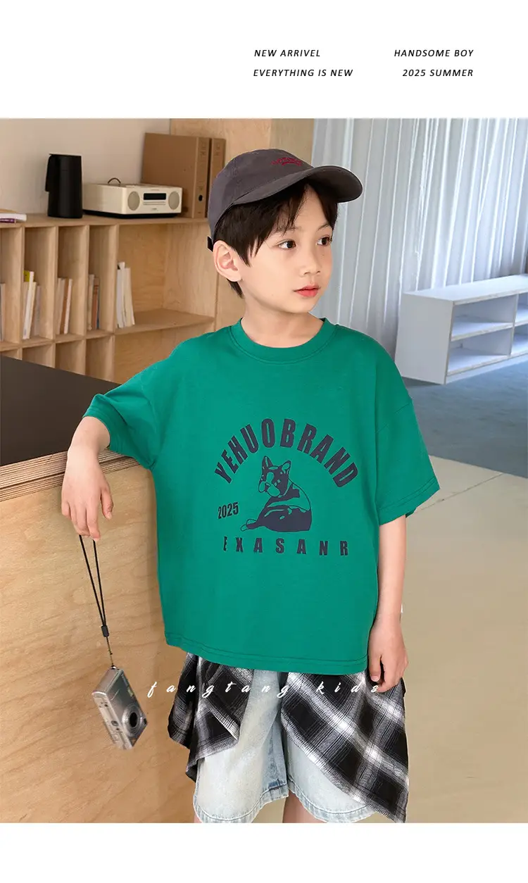Kids Blue Beach Print Cotton T-Shirt 2025 — feature 28
