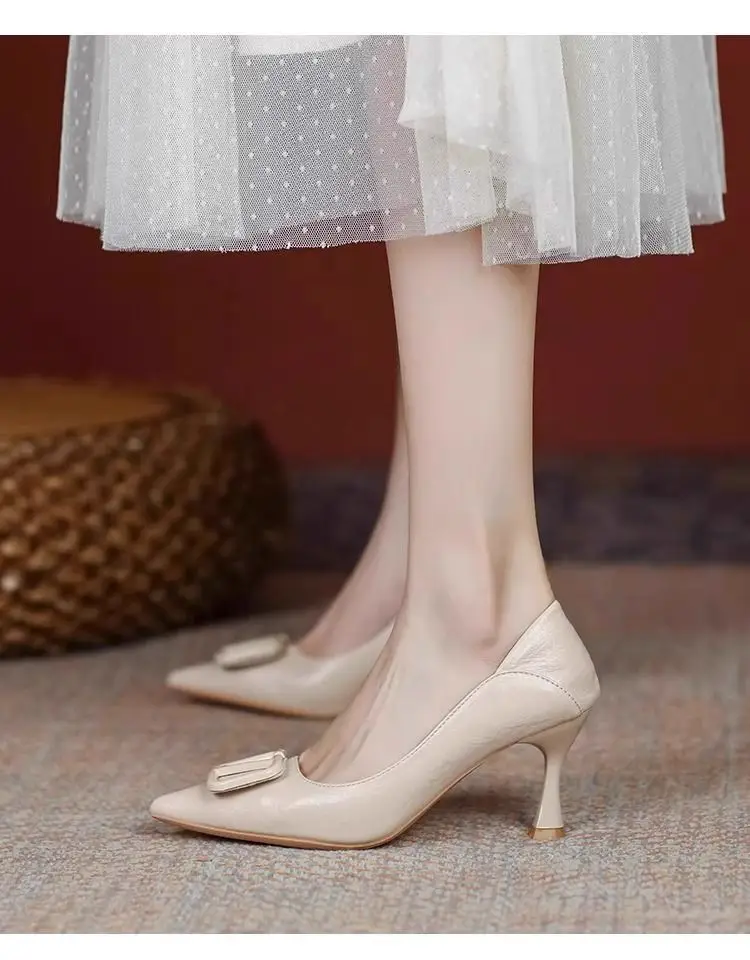 French-Style Pointed-Toe High Heels for Women, Stiletto Heels, 2026 Spring and Autumn New Style, Elegant and Sophisticated Square Buckle Single Shoes, Work Shoes — feature 10