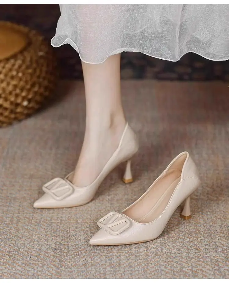 French-Style Pointed-Toe High Heels for Women, Stiletto Heels, 2026 Spring and Autumn New Style, Elegant and Sophisticated Square Buckle Single Shoes, Work Shoes — feature 7