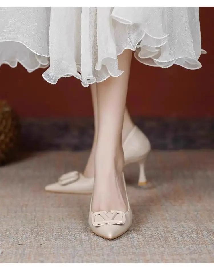 French-Style Pointed-Toe High Heels for Women, Stiletto Heels, 2026 Spring and Autumn New Style, Elegant and Sophisticated Square Buckle Single Shoes, Work Shoes — feature 8