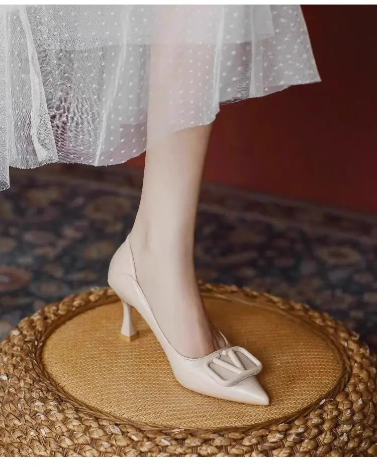 French-Style Pointed-Toe High Heels for Women, Stiletto Heels, 2026 Spring and Autumn New Style, Elegant and Sophisticated Square Buckle Single Shoes, Work Shoes — feature 9